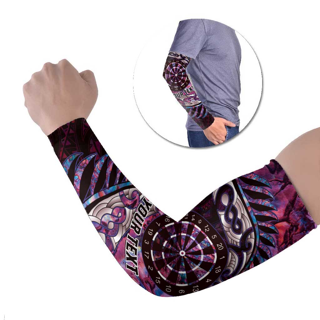 New Zealand Darts Personalised Arm Sleeves Aotearoa Silver Fern Pink Papua Shell Spirit - Polynesian Pride