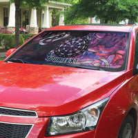 New Zealand Darts Personalised Auto Sun Shade Aotearoa Silver Fern Pink Papua Shell Spirit - Polynesian Pride