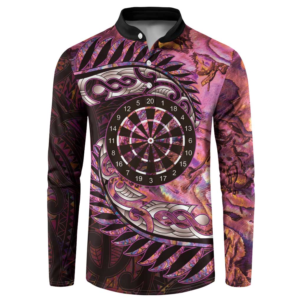 New Zealand Darts Personalised Button Sweatshirt Aotearoa Silver Fern Pink Papua Shell Spirit