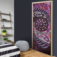 New Zealand Darts Personalised Door Cover Aotearoa Silver Fern Pink Papua Shell Spirit - Polynesian Pride