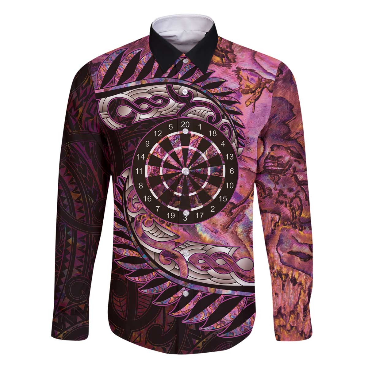 New Zealand Darts Personalised Family Matching Off The Shoulder Long Sleeve Dress and Hawaiian Shirt Aotearoa Silver Fern Pink Papua Shell Spirit