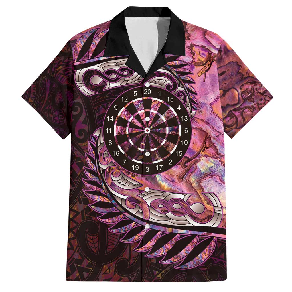 New Zealand Darts Personalised Family Matching Puletasi and Hawaiian Shirt Aotearoa Silver Fern Pink Papua Shell Spirit