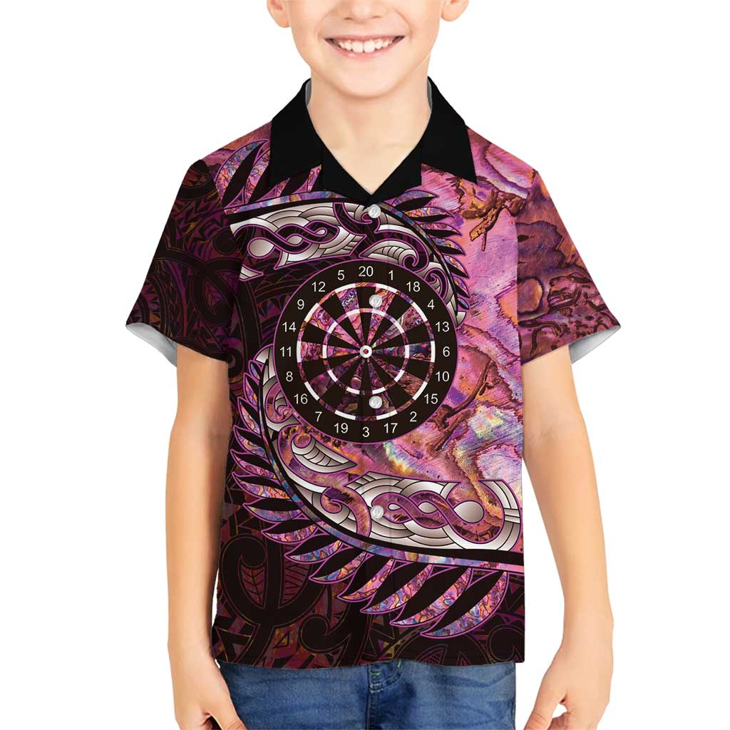 New Zealand Darts Personalised Family Matching Puletasi and Hawaiian Shirt Aotearoa Silver Fern Pink Papua Shell Spirit