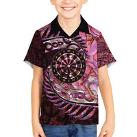 New Zealand Darts Personalised Family Matching Puletasi and Hawaiian Shirt Aotearoa Silver Fern Pink Papua Shell Spirit