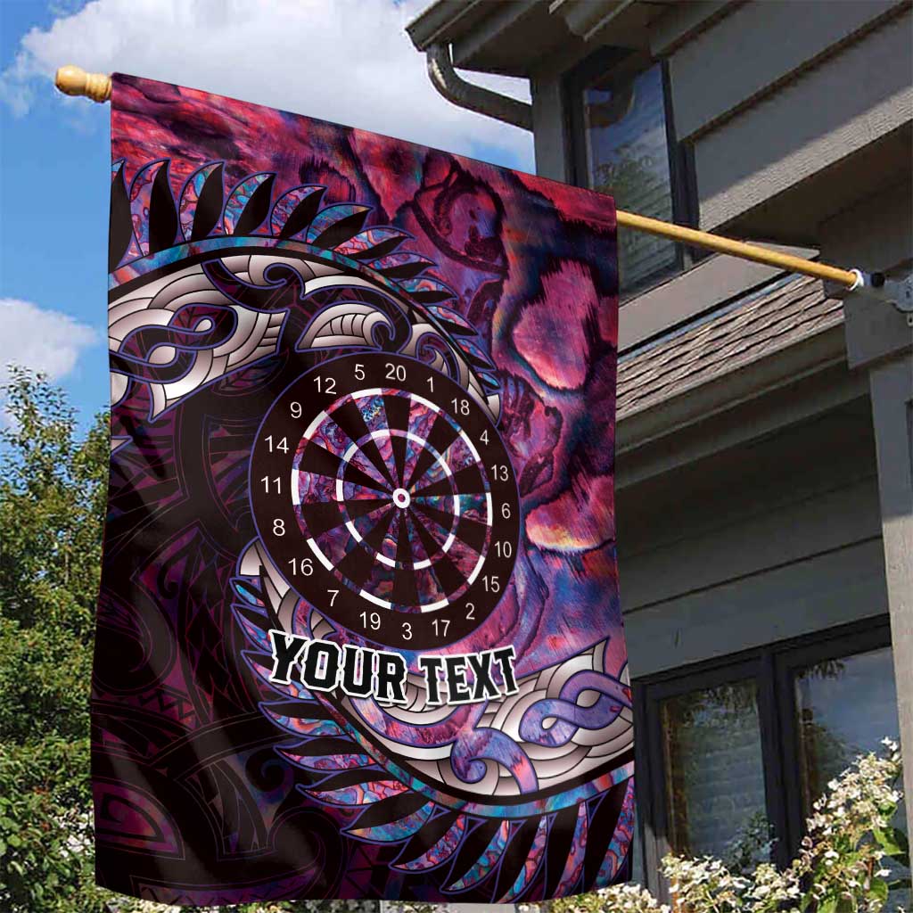 New Zealand Darts Personalised Garden Flag Aotearoa Silver Fern Pink Papua Shell Spirit