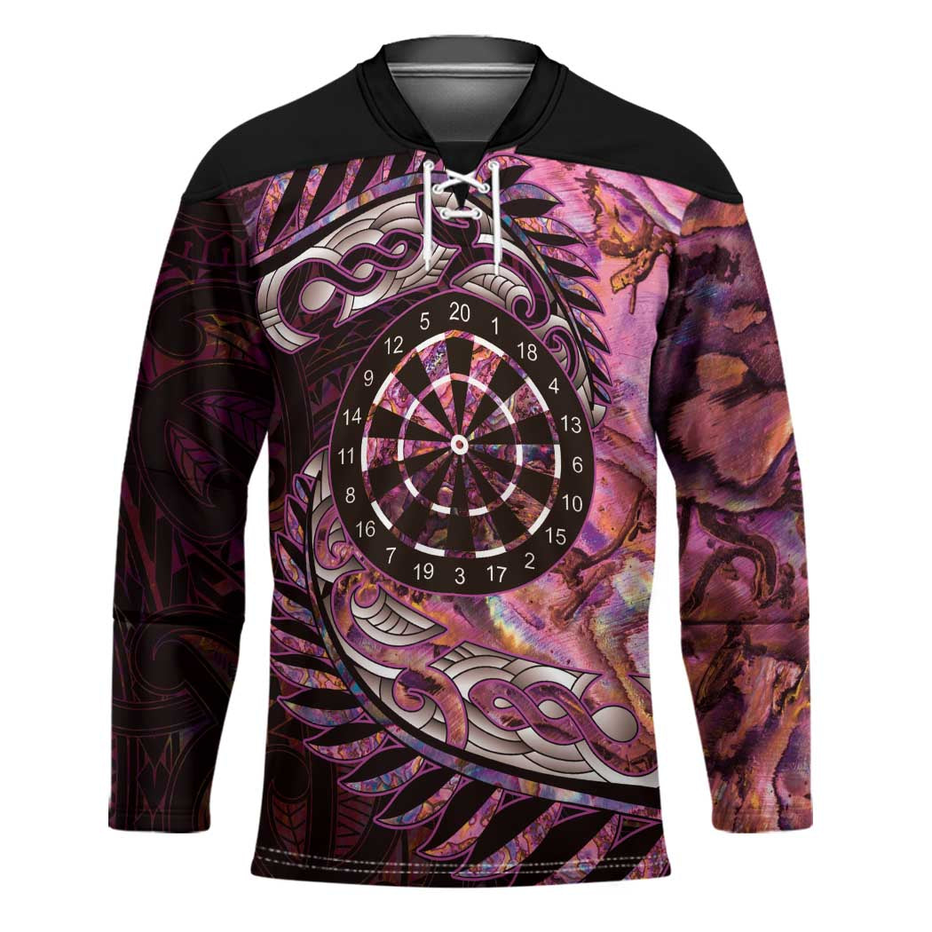New Zealand Darts Personalised Hockey Jersey Aotearoa Silver Fern Pink Papua Shell Spirit - Polynesian Pride