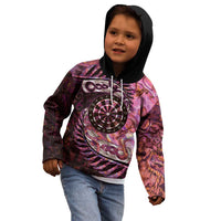 New Zealand Darts Personalised Kid Hoodie Aotearoa Silver Fern Pink Papua Shell Spirit