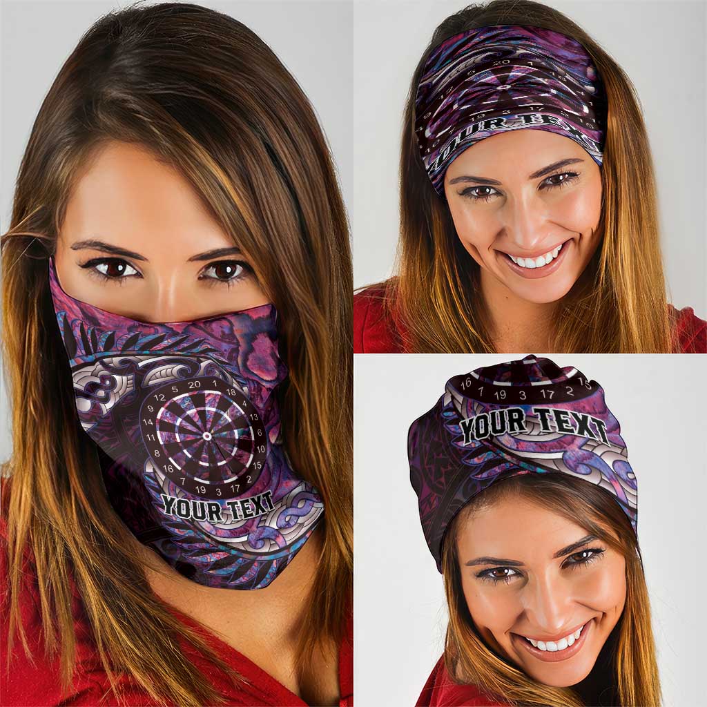 New Zealand Darts Personalised Neck Gaiter Aotearoa Silver Fern Pink Papua Shell Spirit - Polynesian Pride