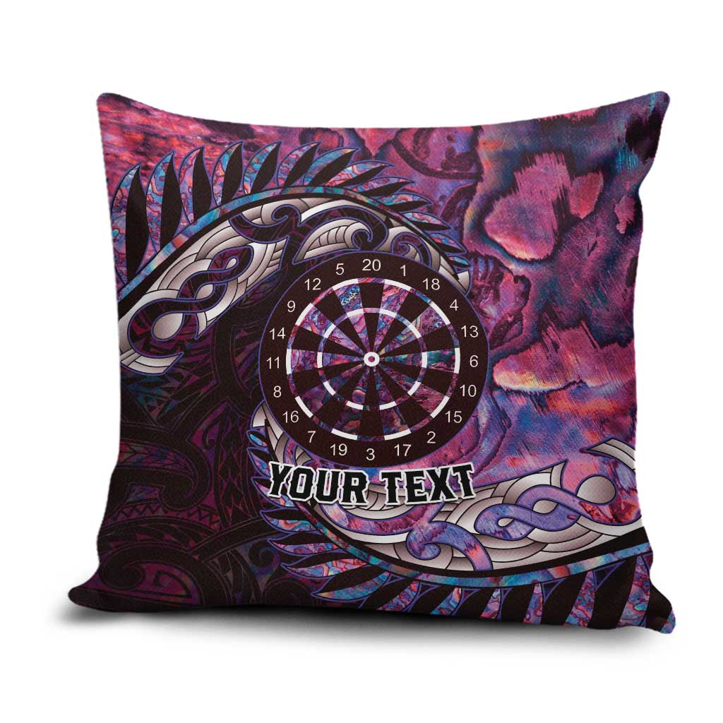 New Zealand Darts Personalised Pillow Cover Aotearoa Silver Fern Pink Papua Shell Spirit - Polynesian Pride