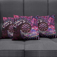 New Zealand Darts Personalised Pillow Cover Aotearoa Silver Fern Pink Papua Shell Spirit - Polynesian Pride