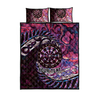 New Zealand Darts Personalised Quilt Bed Set Aotearoa Silver Fern Pink Papua Shell Spirit