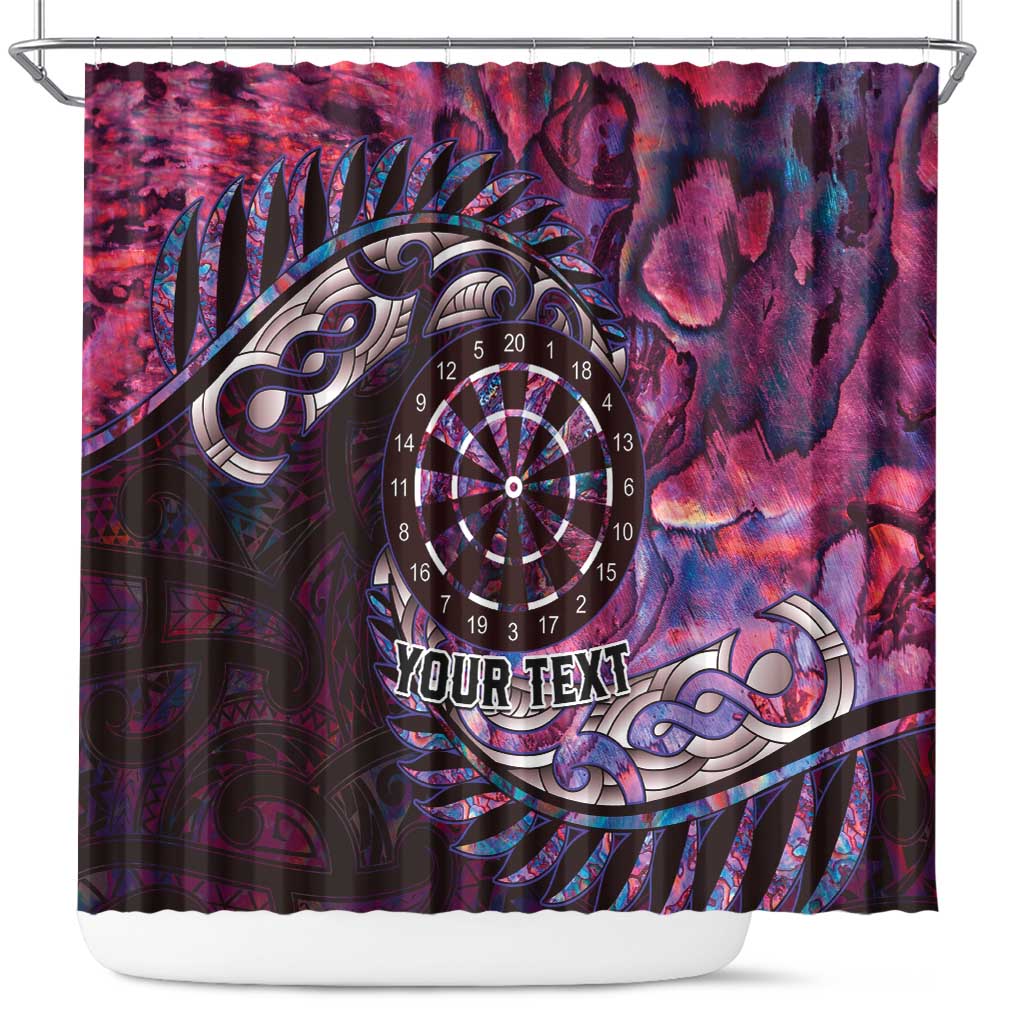 New Zealand Darts Personalised Shower Curtain Aotearoa Silver Fern Pink Papua Shell Spirit
