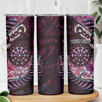New Zealand Darts Personalised Skinny Tumbler Aotearoa Silver Fern Pink Papua Shell Spirit