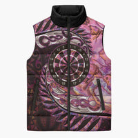New Zealand Darts Personalised Sleeveless Puffer Jacket Aotearoa Silver Fern Pink Papua Shell Spirit - Polynesian Pride