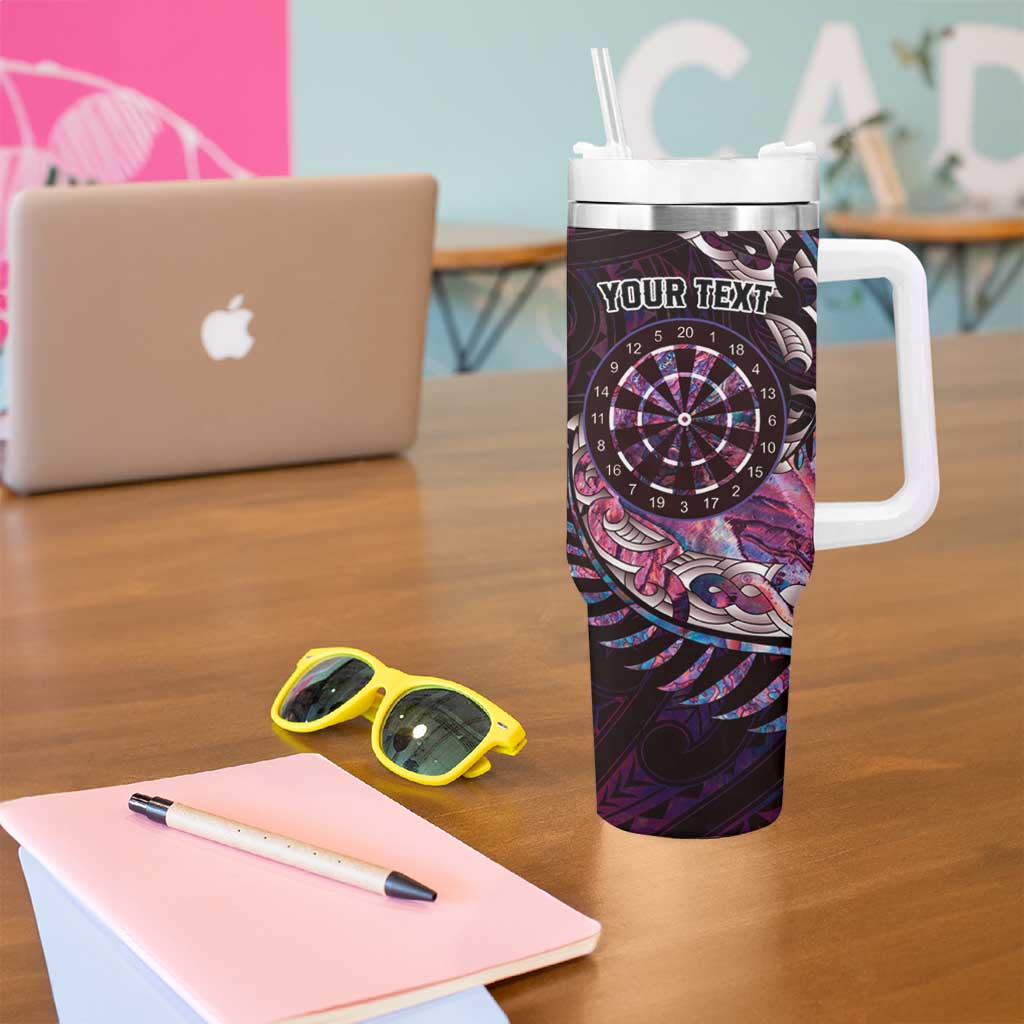 New Zealand Darts Personalised Tumbler With Handle Aotearoa Silver Fern Pink Papua Shell Spirit