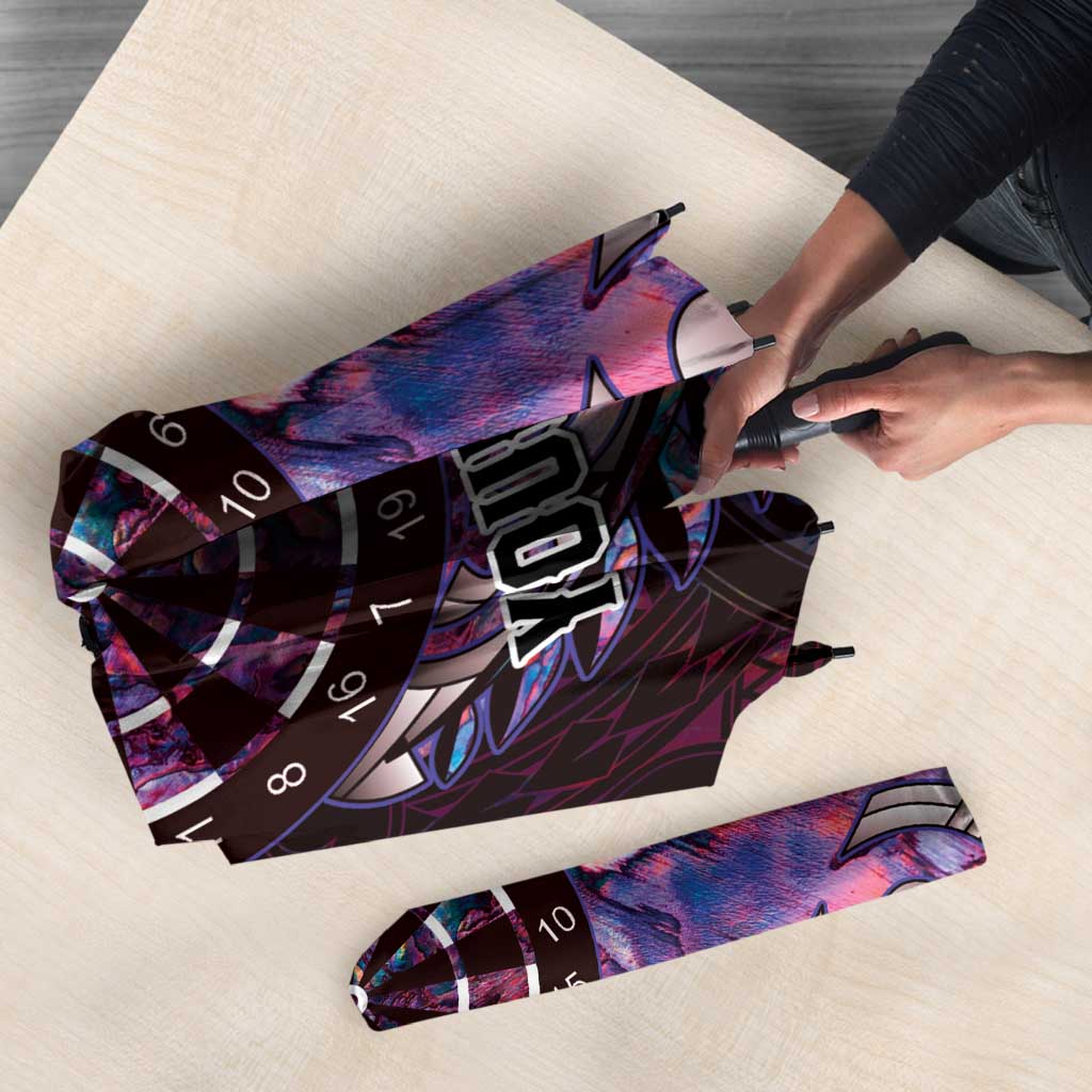 New Zealand Darts Personalised Umbrella Aotearoa Silver Fern Pink Papua Shell Spirit - Polynesian Pride