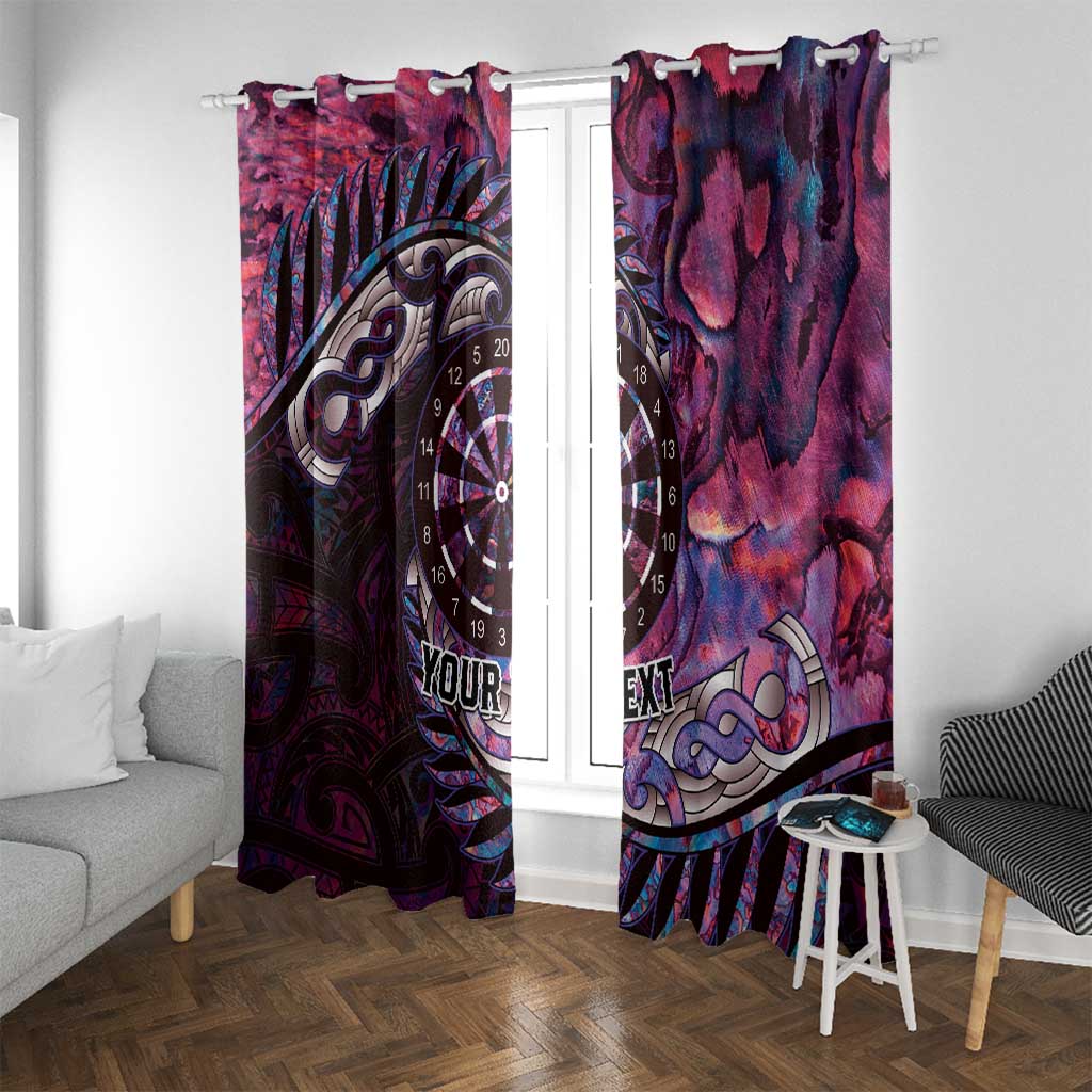 New Zealand Darts Personalised Window Curtain Aotearoa Silver Fern Pink Papua Shell Spirit