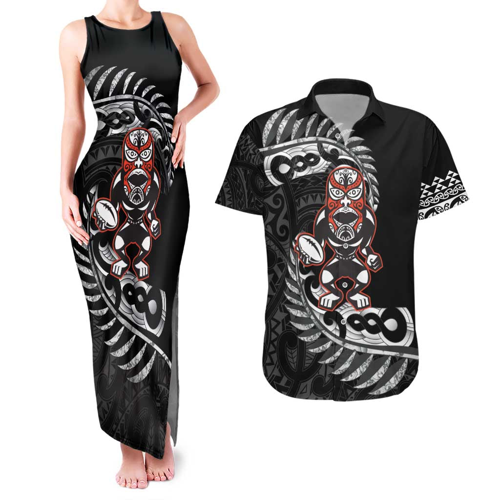New Zealand Indigenous-Maori Rugby Custom Couples Matching Tank Maxi Dress and Hawaiian Shirt