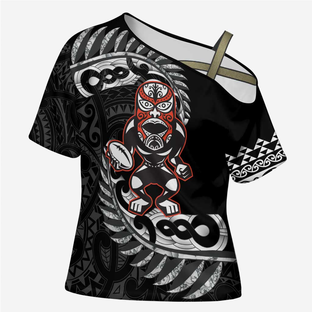 New Zealand Indigenous-Maori Rugby Custom Cross Shoulder Shirt - Polynesian Pride