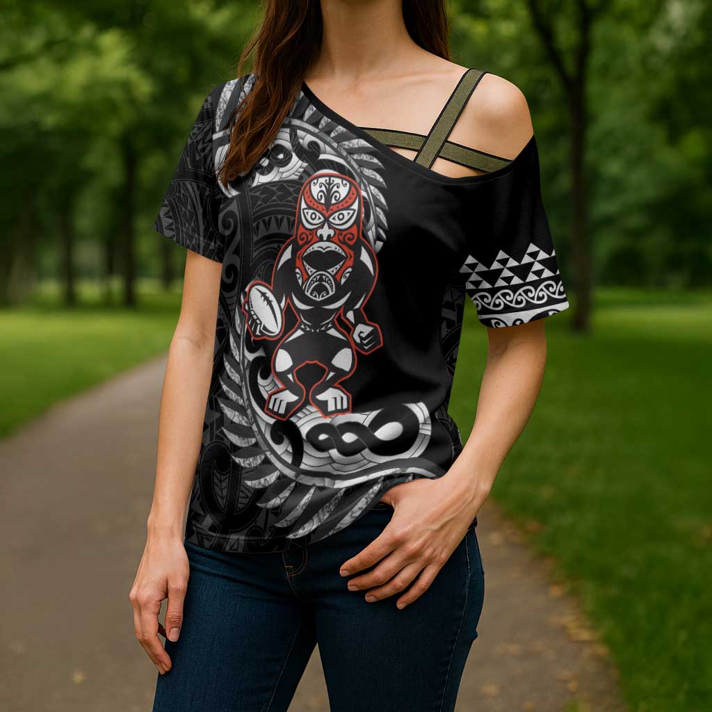 New Zealand Indigenous-Maori Rugby Custom Cross Shoulder Shirt - Polynesian Pride