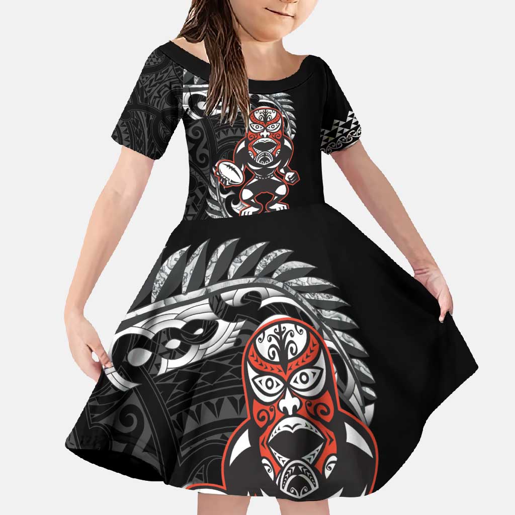 New Zealand Indigenous-Maori Rugby Custom Family Matching Mermaid Dress and Hawaiian Shirt