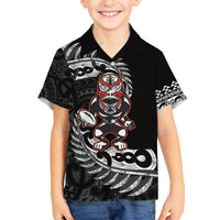 New Zealand Indigenous-Maori Rugby Custom Family Matching Off The Shoulder Long Sleeve Dress and Hawaiian Shirt