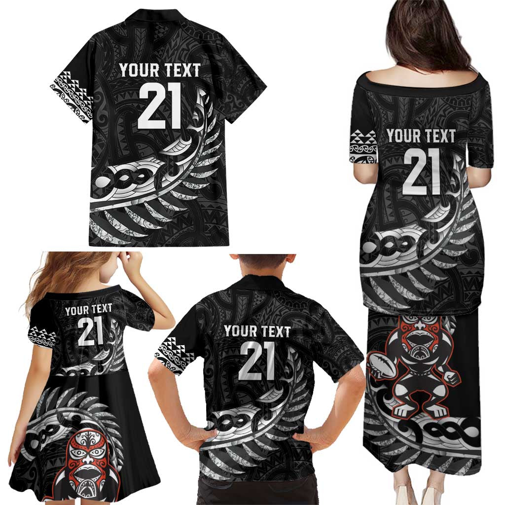 New Zealand Indigenous-Maori Rugby Custom Family Matching Puletasi and Hawaiian Shirt