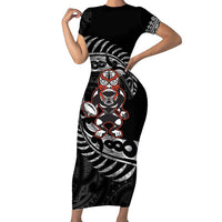 New Zealand Indigenous-Maori Rugby Custom Family Matching Short Sleeve Bodycon Dress and Hawaiian Shirt