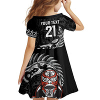 New Zealand Indigenous-Maori Rugby Custom Kid Short Sleeve Dress