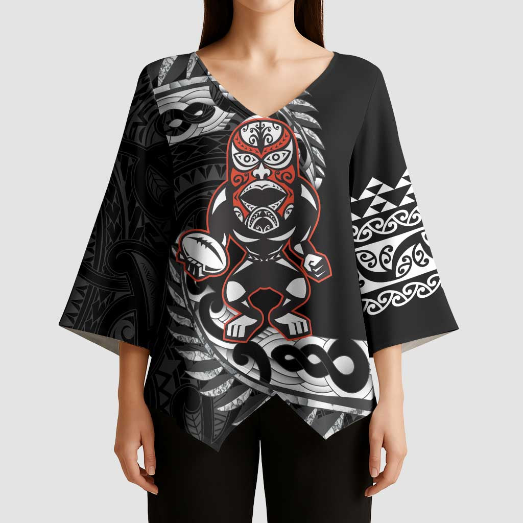 New Zealand Indigenous-Maori Rugby Custom Kimono Sleeve Blouse - Polynesian Pride