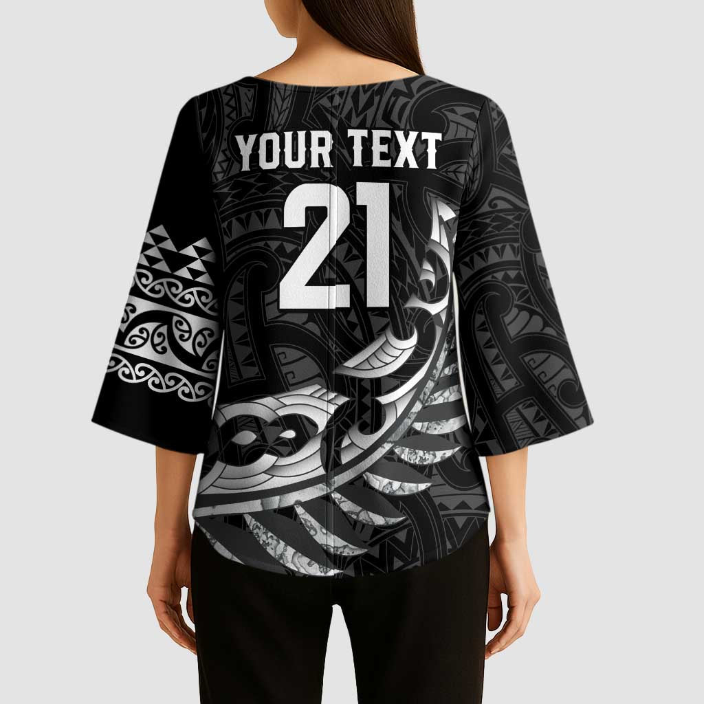 New Zealand Indigenous-Maori Rugby Custom Kimono Sleeve Blouse - Polynesian Pride