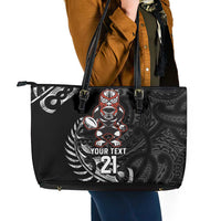 New Zealand Indigenous-Maori Rugby Custom Leather Tote Bag
