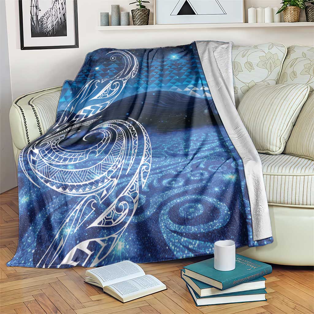New Zealand Matariki Blanket Taniko Aramoana With Koru Galaxy Sky Night LT9 Galaxy - Polynesian Pride