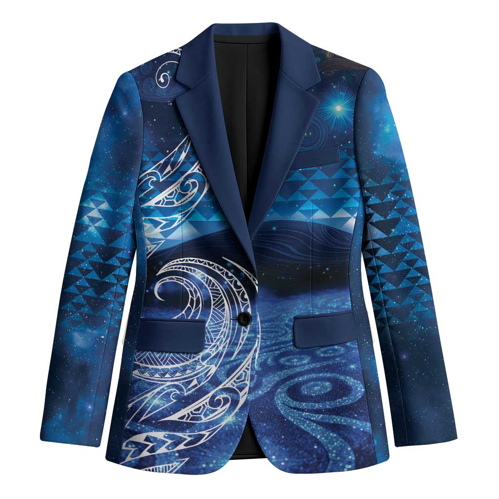 New Zealand Matariki Blazer Taniko Aramoana With Koru Galaxy Sky Night - Polynesian Pride