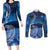 New Zealand Matariki Couples Matching Long Sleeve Bodycon Dress and Long Sleeve Button Shirt Taniko Aramoana With Koru Galaxy Sky Night