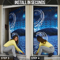 New Zealand Matariki Door Cover Taniko Aramoana With Koru Galaxy Sky Night - Polynesian Pride