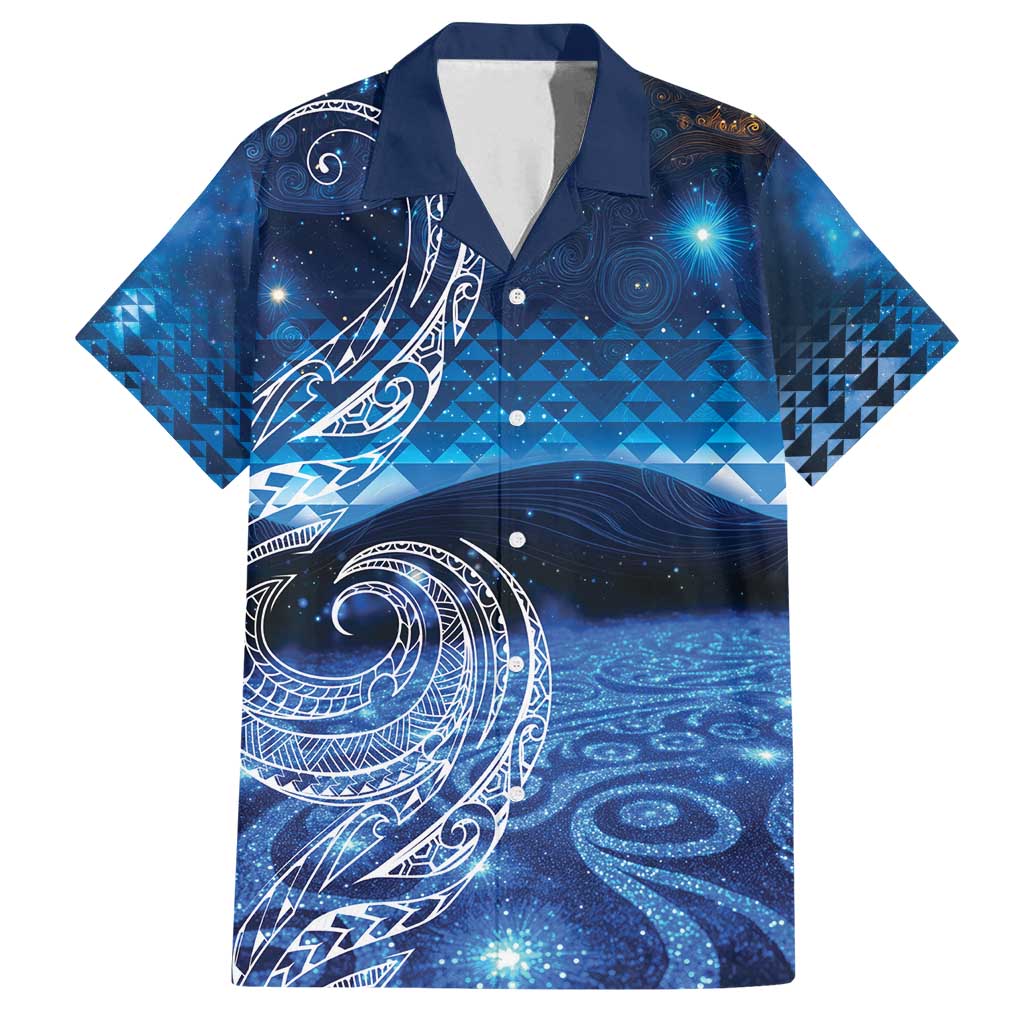 New Zealand Matariki Family Matching Off Shoulder Short Dress and Hawaiian Shirt Taniko Aramoana With Koru Galaxy Sky Night