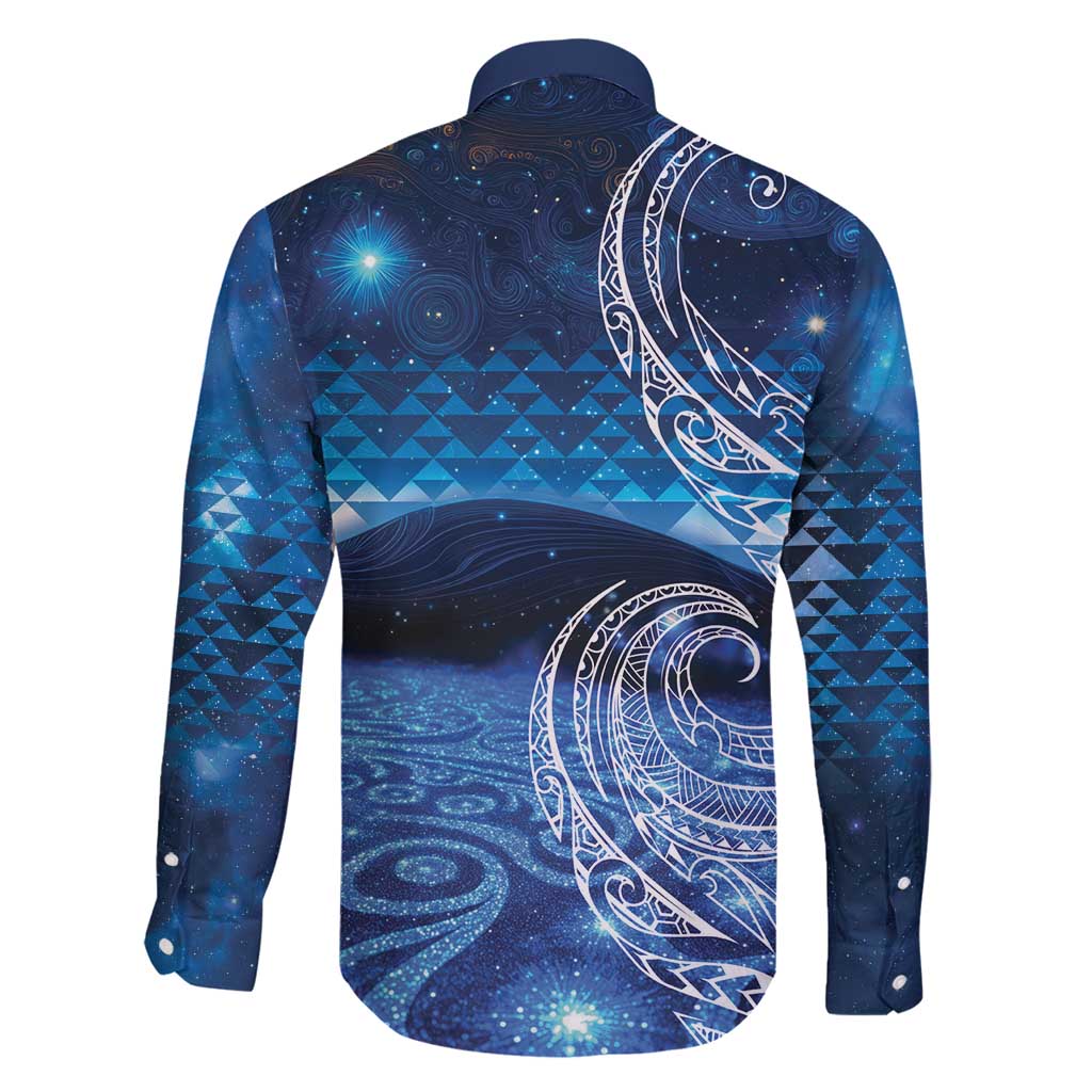 New Zealand Matariki Family Matching Puletasi and Hawaiian Shirt Taniko Aramoana With Koru Galaxy Sky Night