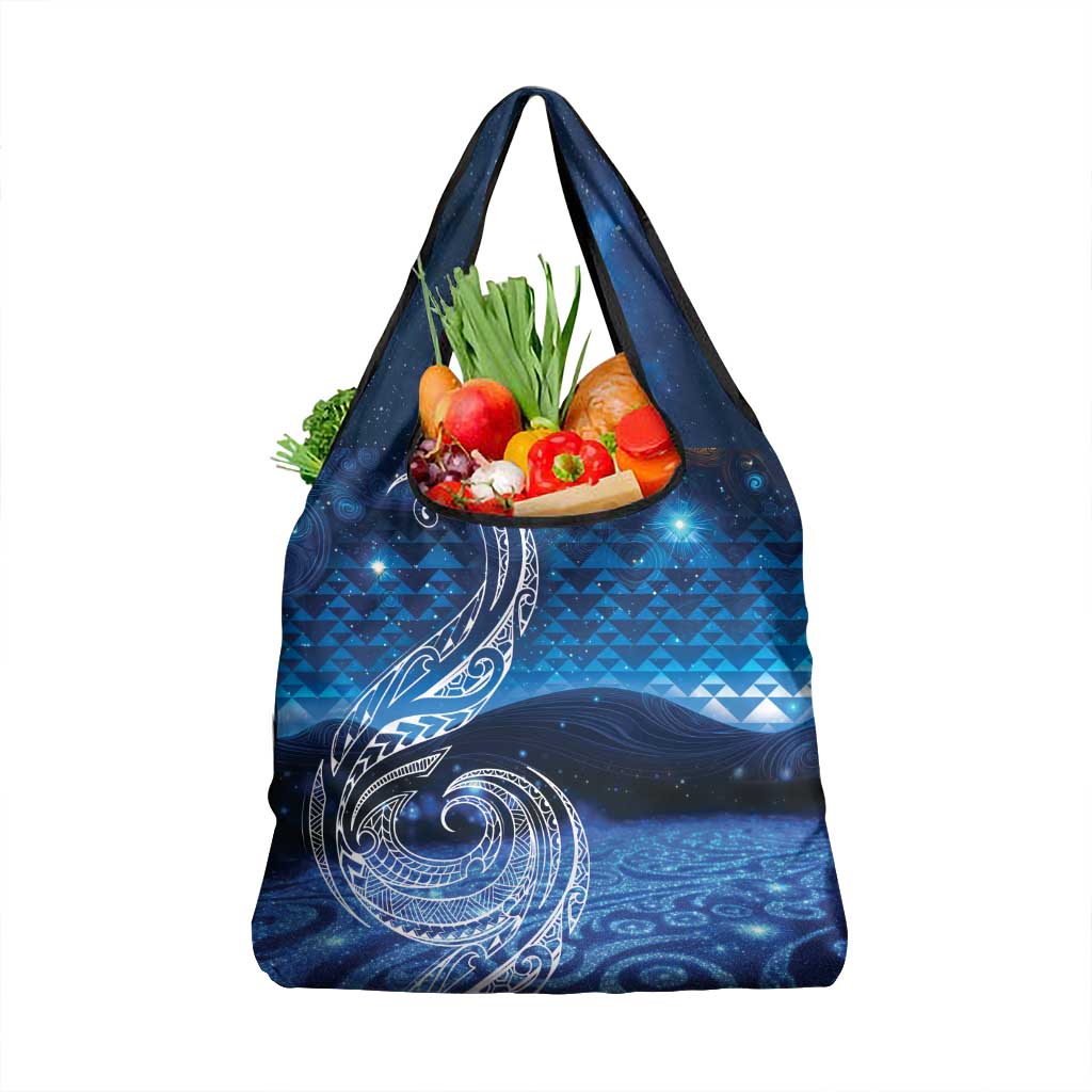 New Zealand Matariki Grocery Bag Taniko Aramoana With Koru Galaxy Sky Night
