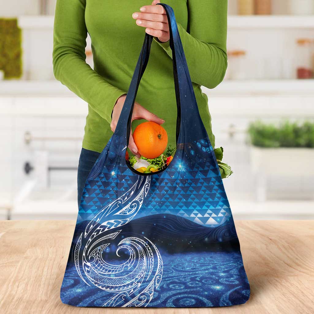 New Zealand Matariki Grocery Bag Taniko Aramoana With Koru Galaxy Sky Night