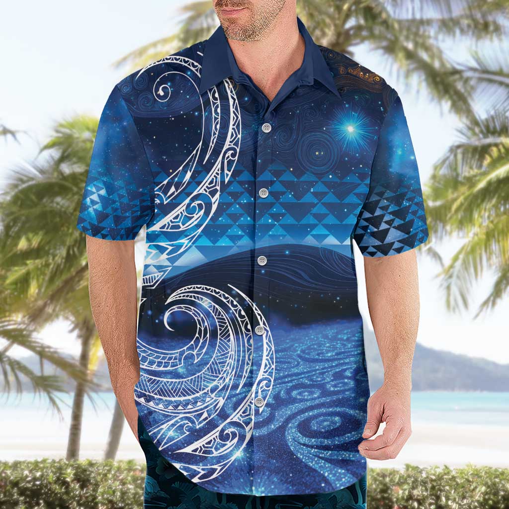 New Zealand Matariki Hawaiian Shirt Taniko Aramoana With Koru Galaxy Sky Night