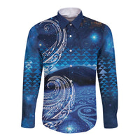 New Zealand Matariki Long Sleeve Button Shirt Taniko Aramoana With Koru Galaxy Sky Night