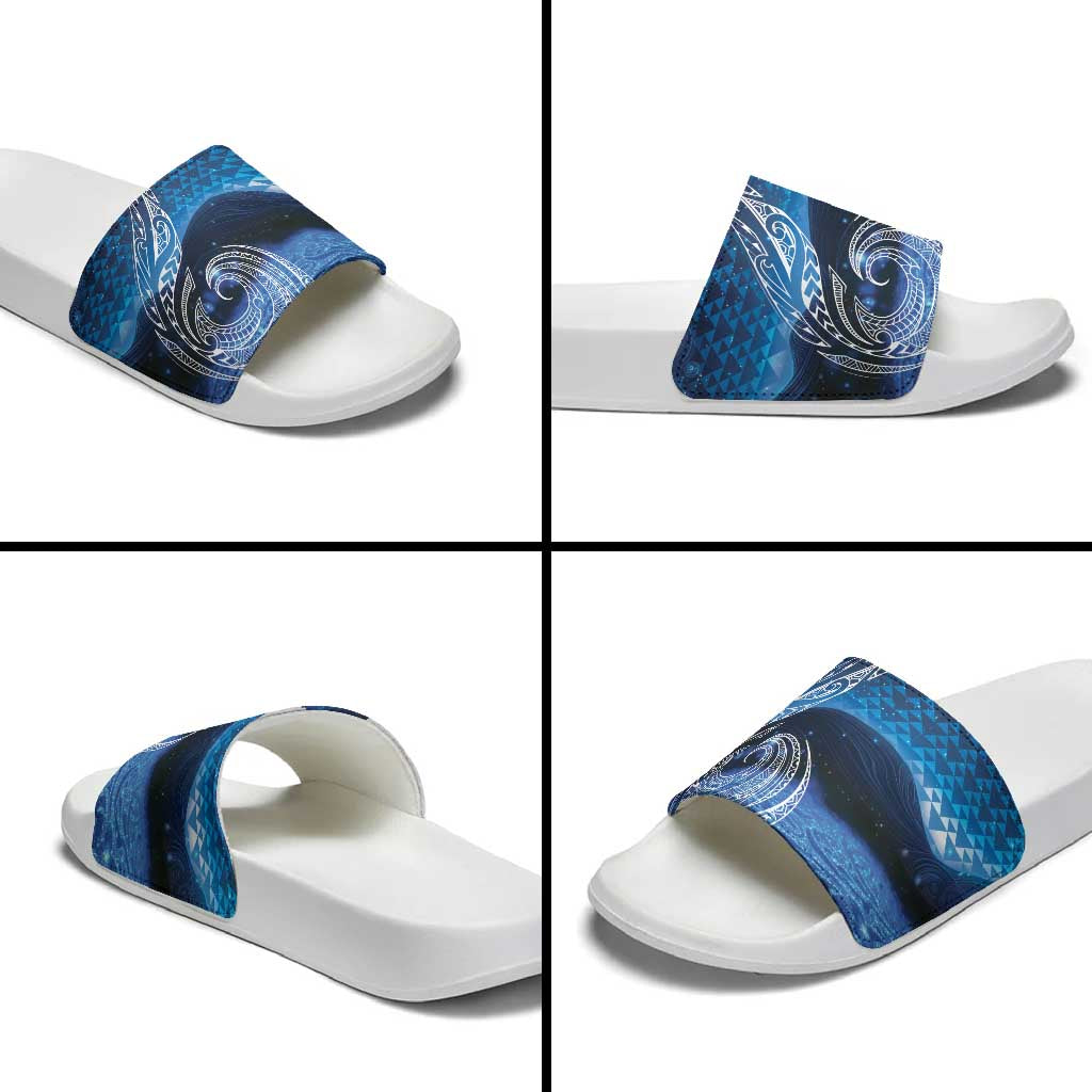 New Zealand Matariki Slide Sandals Taniko Aramoana With Koru Galaxy Sky Night - Polynesian Pride