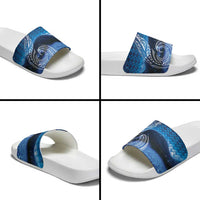 New Zealand Matariki Slide Sandals Taniko Aramoana With Koru Galaxy Sky Night - Polynesian Pride