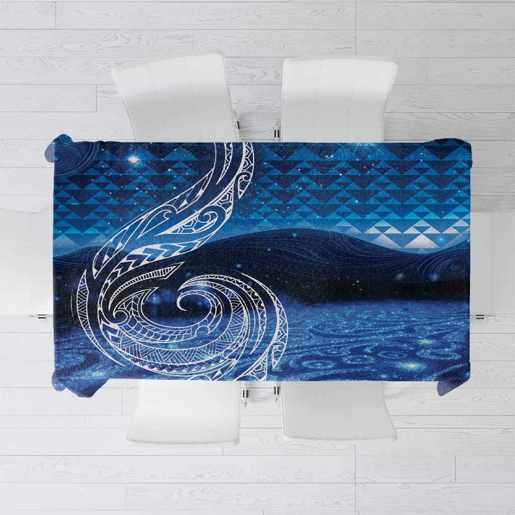 New Zealand Matariki Tablecloth Taniko Aramoana With Koru Galaxy Sky Night LT9 Galaxy - Polynesian Pride
