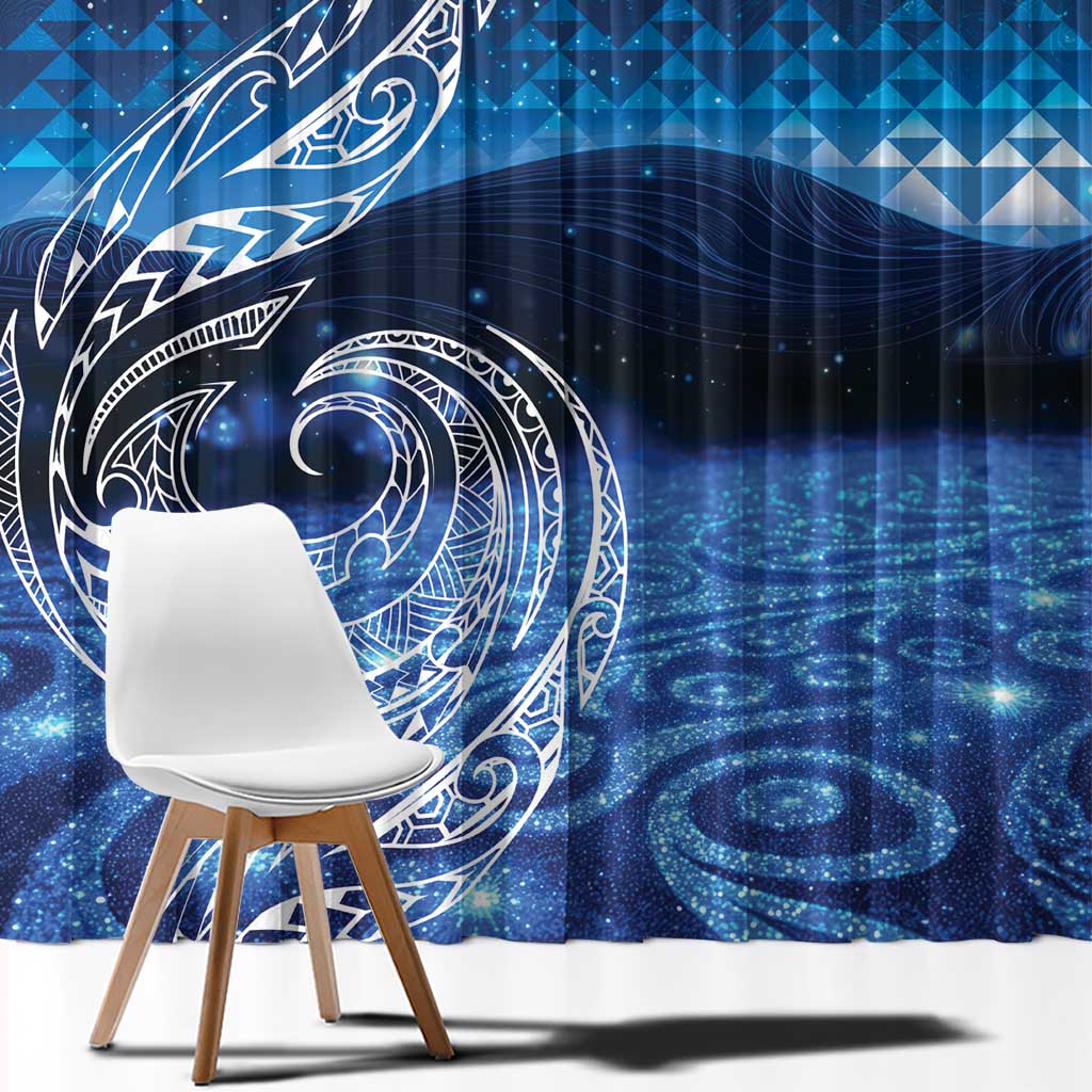 New Zealand Matariki Window Curtain Taniko Aramoana With Koru Galaxy Sky Night