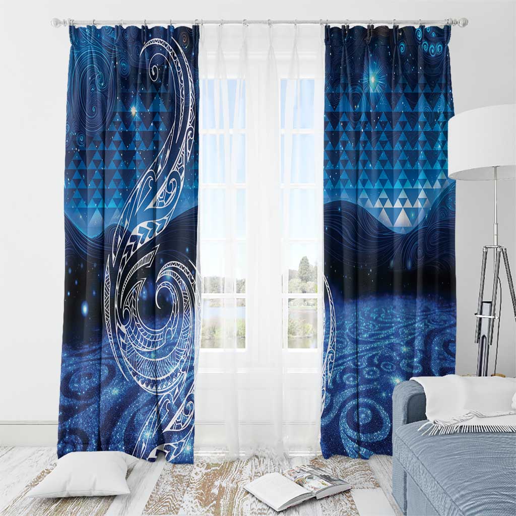 New Zealand Matariki Window Curtain Taniko Aramoana With Koru Galaxy Sky Night