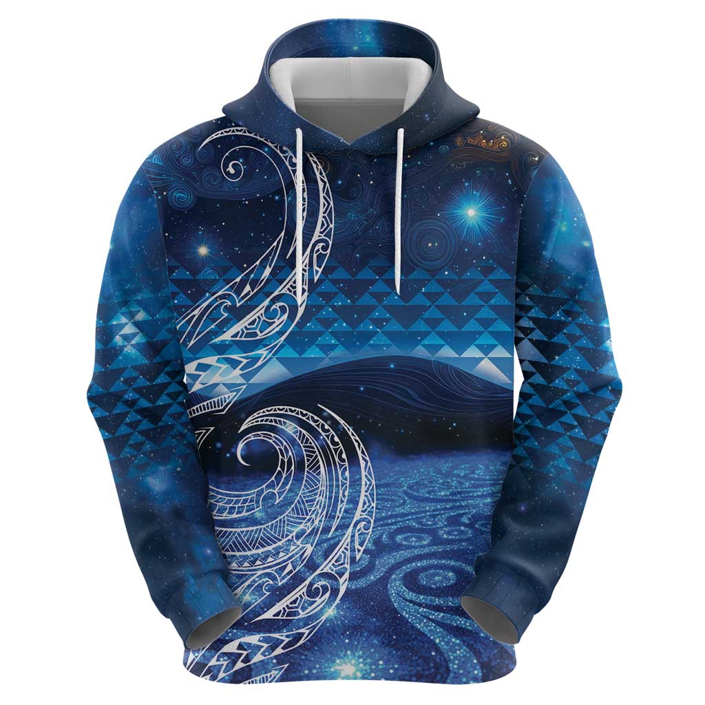 New Zealand Matariki Zip Hoodie Taniko Aramoana With Koru Galaxy Sky Night