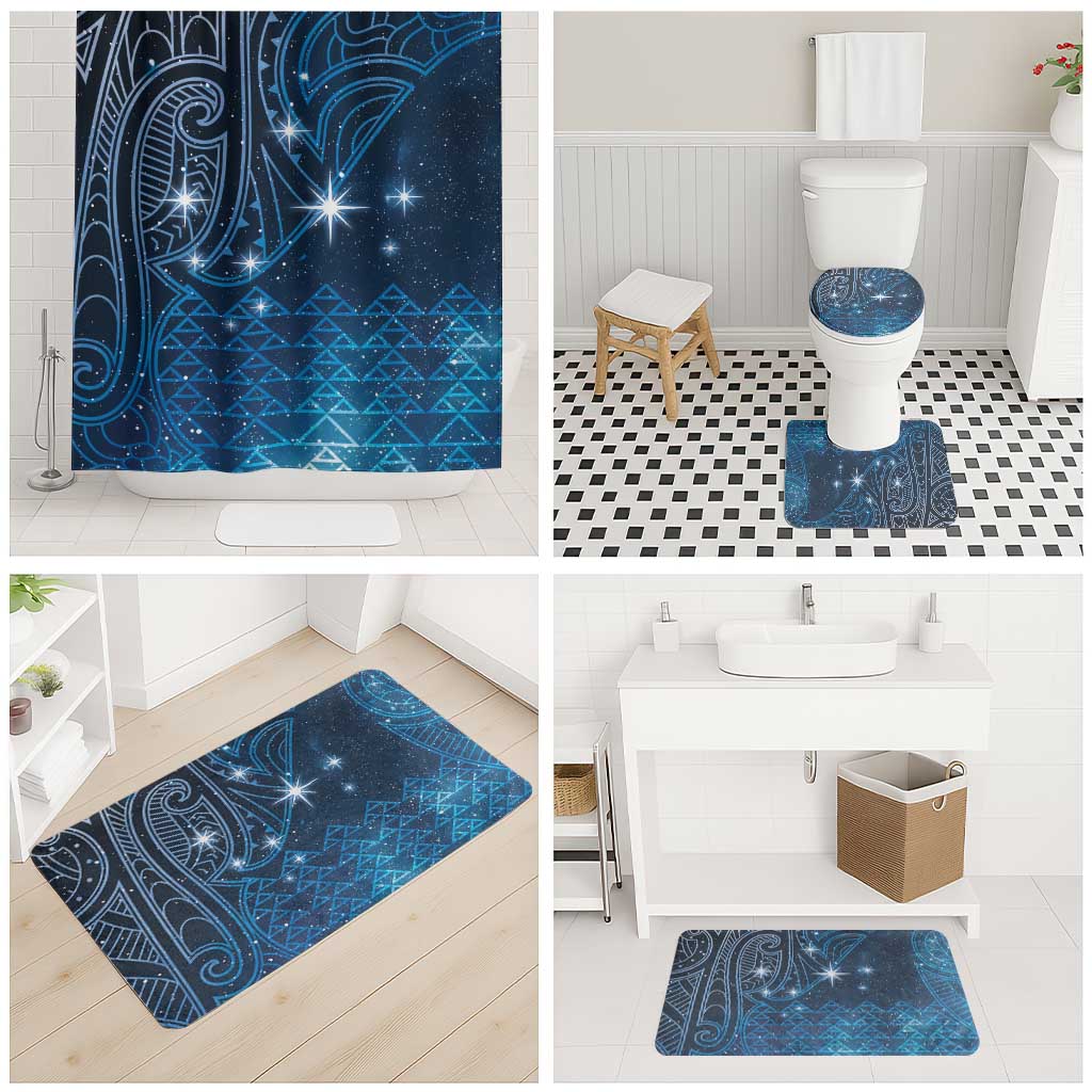 New Zealand Matariki Bathroom Set Taniko Aramoana With Maori Galaxy Sky Night - Polynesian Pride