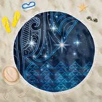New Zealand Matariki Beach Blanket Taniko Aramoana With Maori Galaxy Sky Night LT9 One Size 150cm Galaxy - Polynesian Pride